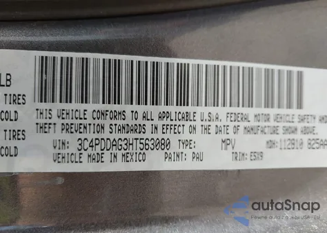 2017 Dodge Journey Se Awd из США, поврежденный, VIN 3C4PDDAG3HT563080